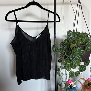 Mango Black Spaghetti Strap Textured Tank